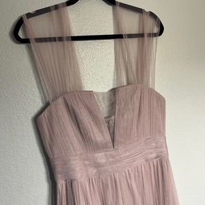 Mauve blush pink tulle maxi bridesmaid dress size 10